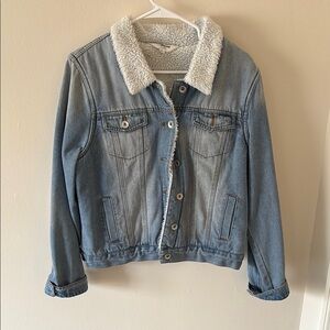 Blue Denim Jacket with Sherpa Collar